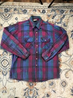 Five Brothers Shirt Mens XLT Multicolor Plaid Flannel Long Sleeve Button Up